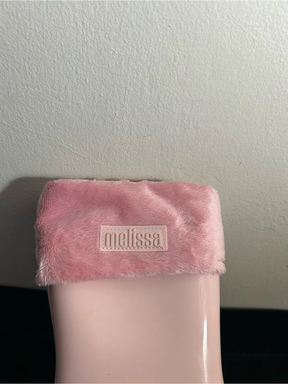 Melissa Pink Faux-Fur Cuff Waterproof Rain Boots Sz 1